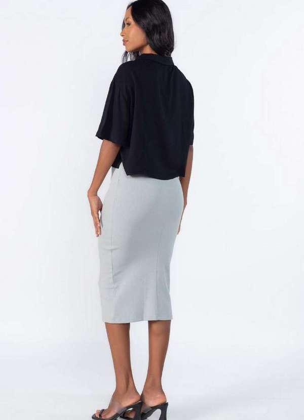 Lamis - Saia Midi Acinturada Cinza 3