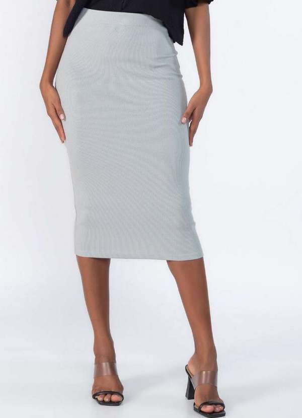 Lamis - Saia Midi Acinturada Cinza 4