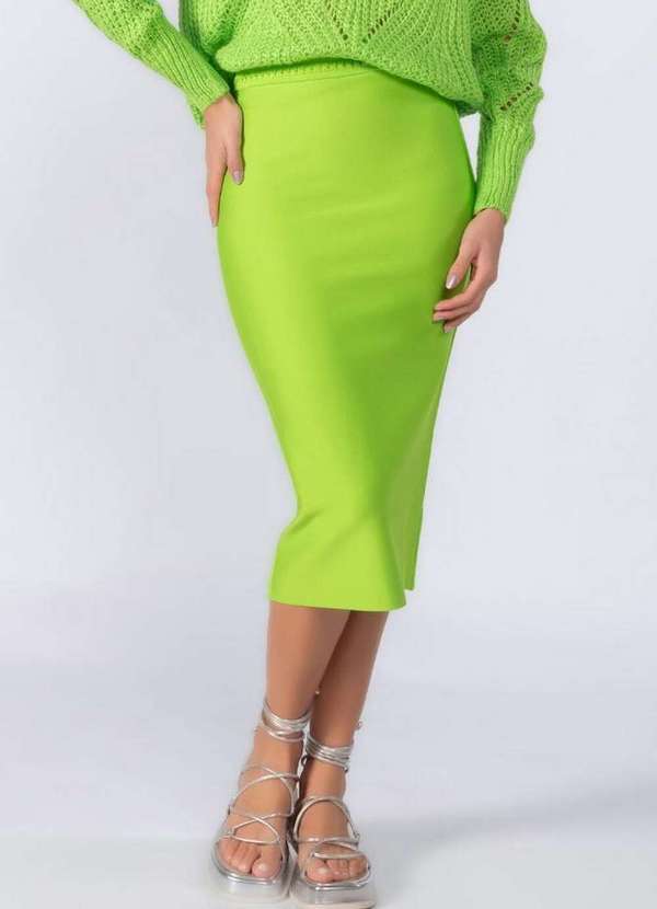 Lamis - Saia Midi Bandagem Forrada Verde