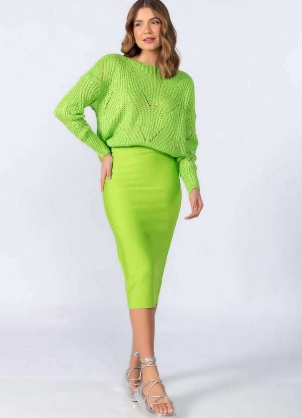 Lamis - Saia Midi Bandagem Forrada Verde 2