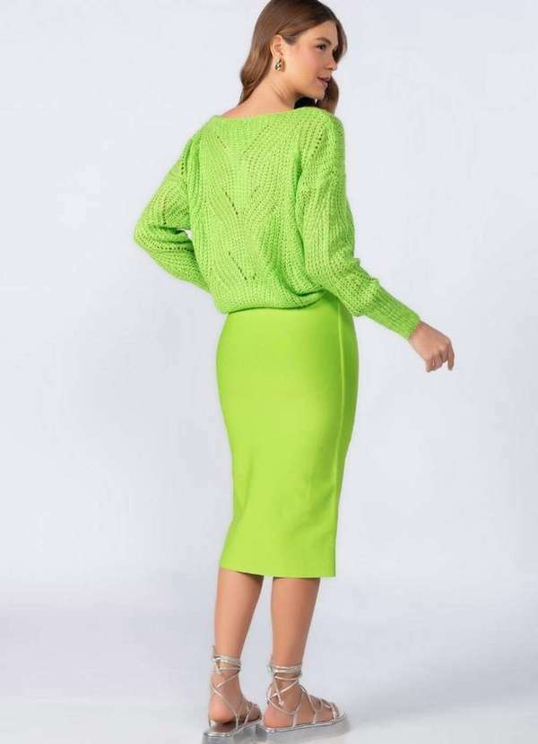 Lamis - Saia Midi Bandagem Forrada Verde 4