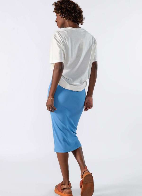 Lamis - Saia Midi Canelada Azul 4