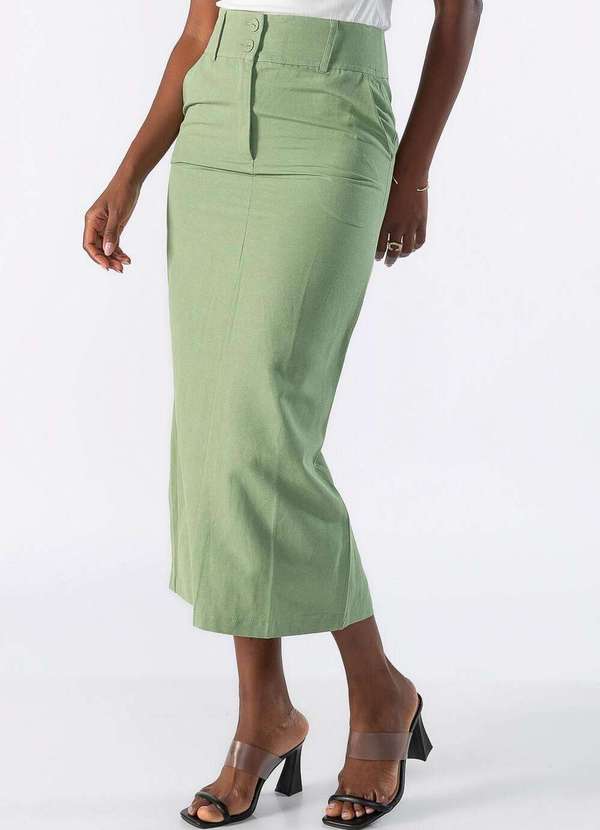 Lamis - Saia Midi com Bolso Faca Verde 3