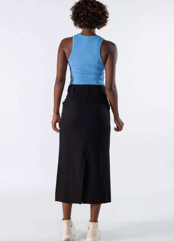 Lamis - Saia Midi com Bolso Faca Preto 4