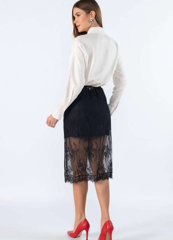 Lamis - Saia Midi de Renda com Forro Preto 4