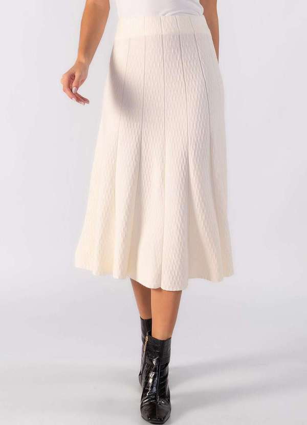 Lamis - Saia Midi de Tricot com Textura Branco