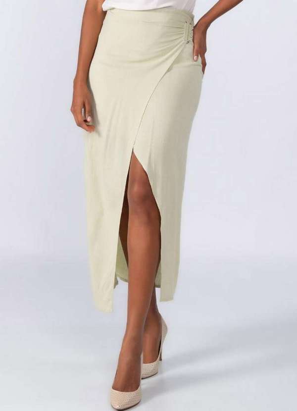 Lamis - Saia Midi em Viscose Transpassada Verde 2