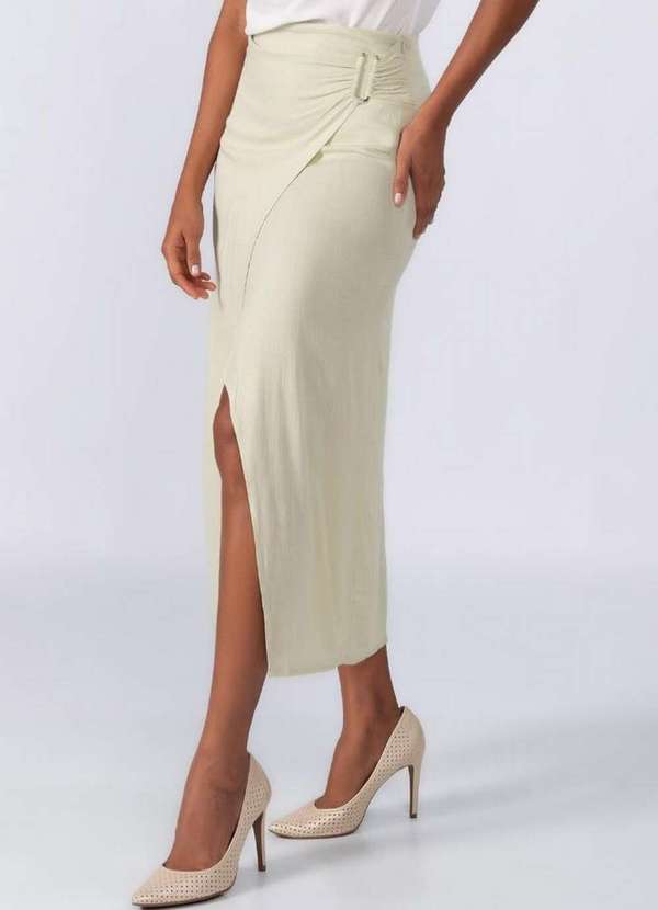 Lamis - Saia Midi em Viscose Transpassada Verde 3