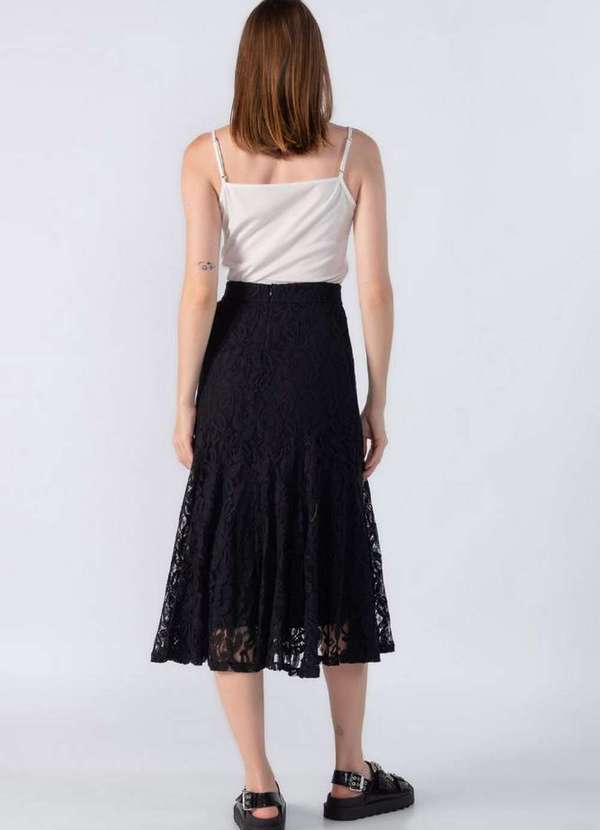 Lamis - Saia Midi Renda com Ziper Preto 4