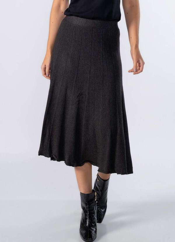 Lamis - Saia Trico com Detalhe Canelado Cinza 2