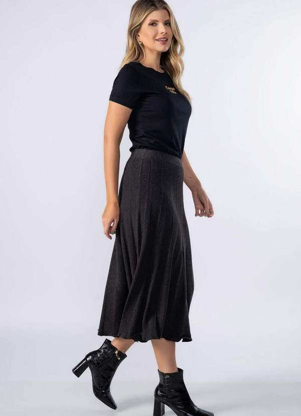 Lamis - Saia Trico com Detalhe Canelado Cinza 3