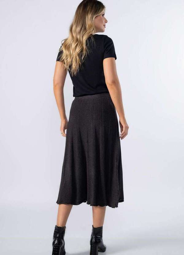 Lamis - Saia Trico com Detalhe Canelado Cinza 4