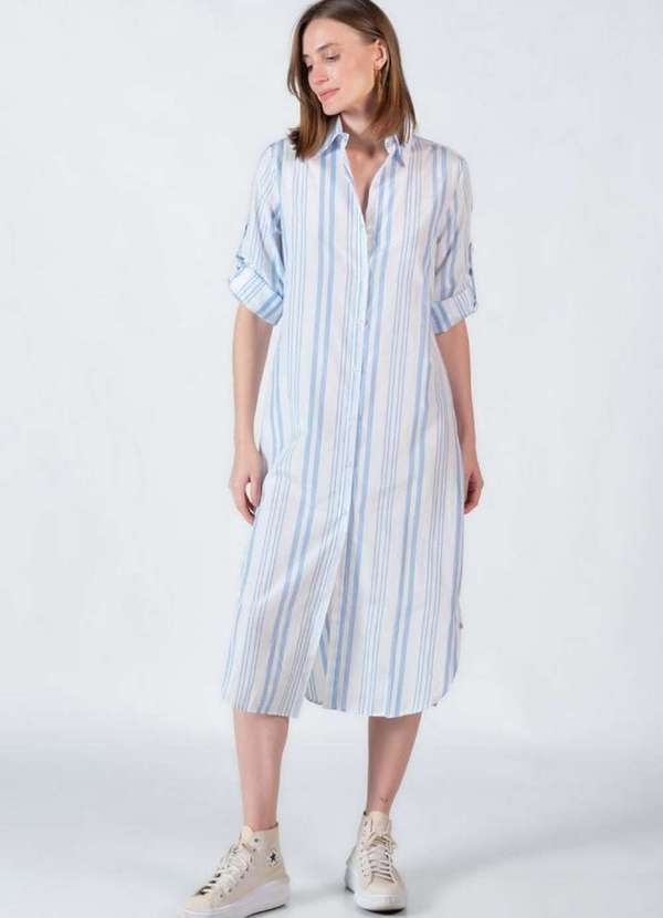 Lamis - Chemise em Algodao Listrado Azul