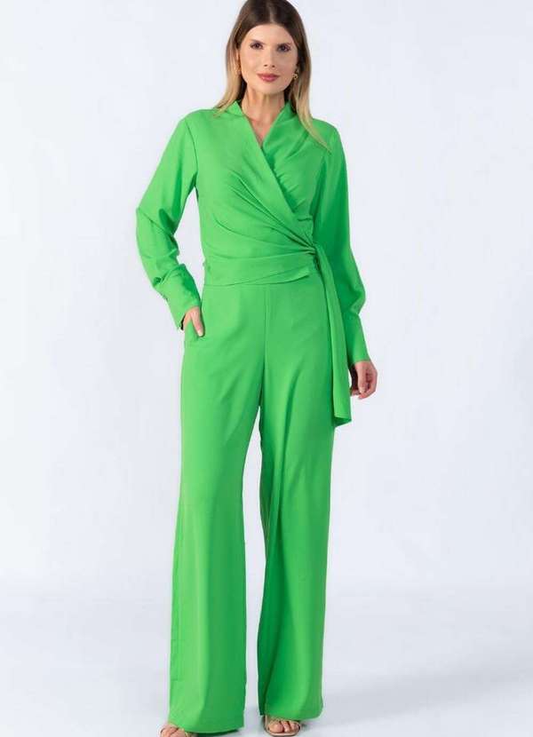 Lamis - Conjunto Calca e Blusa Transpassada Verde