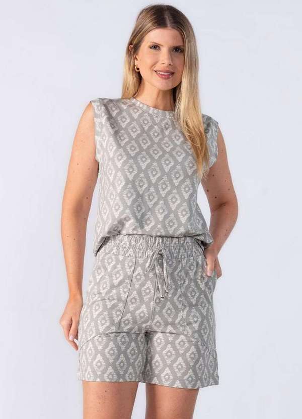 Lamis - Conjunto Regata Shorts Moletinho Cinza