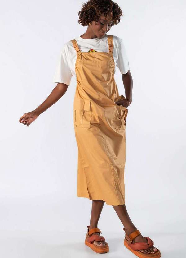 Lamis - Jardineira de Saia Cargo Caqui