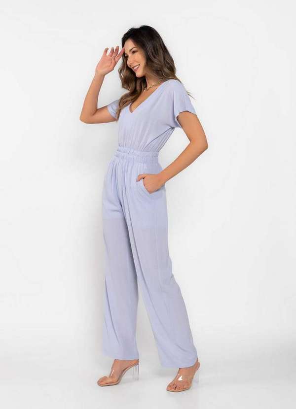 Lamis - Macacao Crepe Liso Acinturado com Bolsos Lilas 3