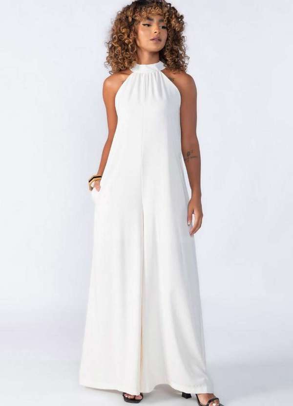 Lamis - Macacao Longo Pantalona Creme