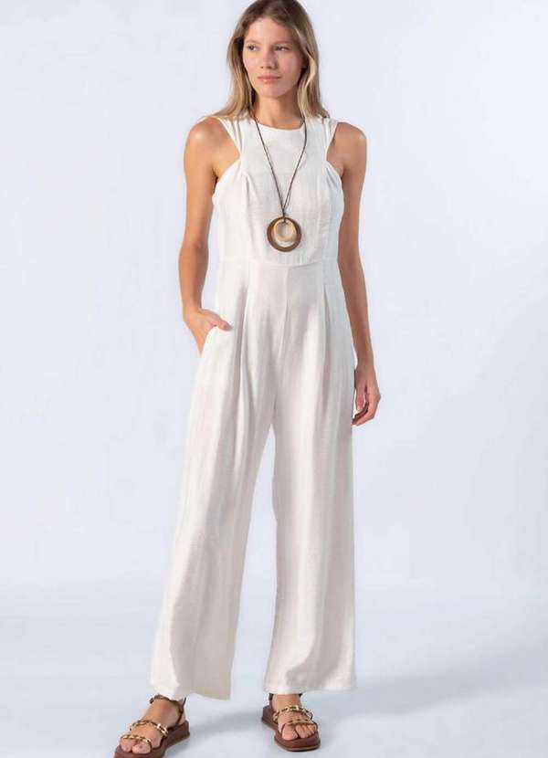 Lamis - Macacao Pantalona com Bolsos Off White 2