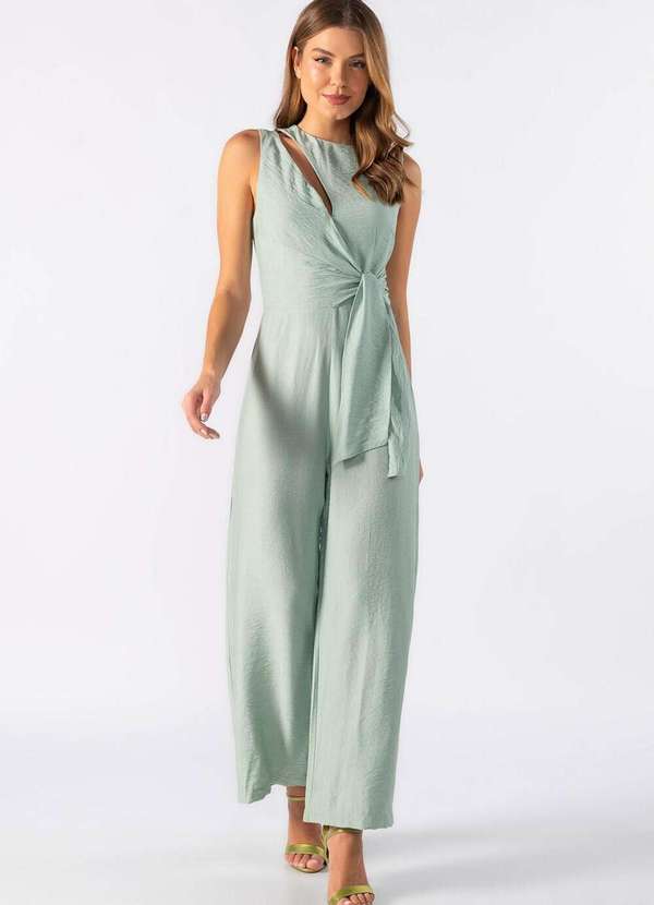 Lamis - Macacao Pantalona com Recorte no Busto Verde 2