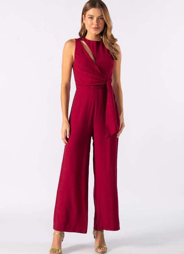 Lamis - Macacao Pantalona com Recorte no Busto Bordo