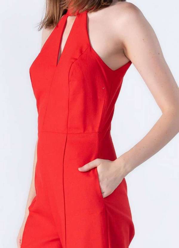 Lamis - Macacao Pantalona em Linho Vermelho 2