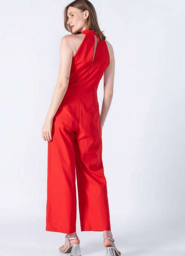 Lamis - Macacao Pantalona em Linho Vermelho 3