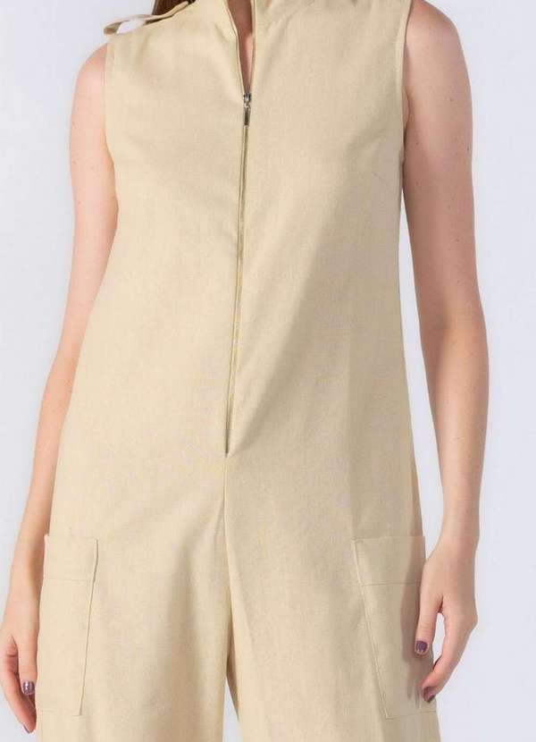 Lamis - Macacao Ziper Frontal Bolso Cargo Bege 2