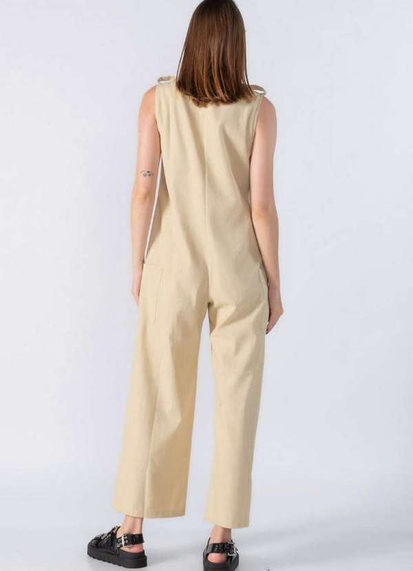 Lamis - Macacao Ziper Frontal Bolso Cargo Bege 4