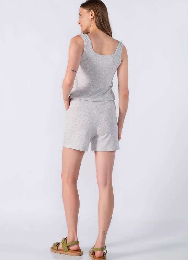 Lamis - Macaquinho Canelado com Amarracao na Cintura Cinza 4