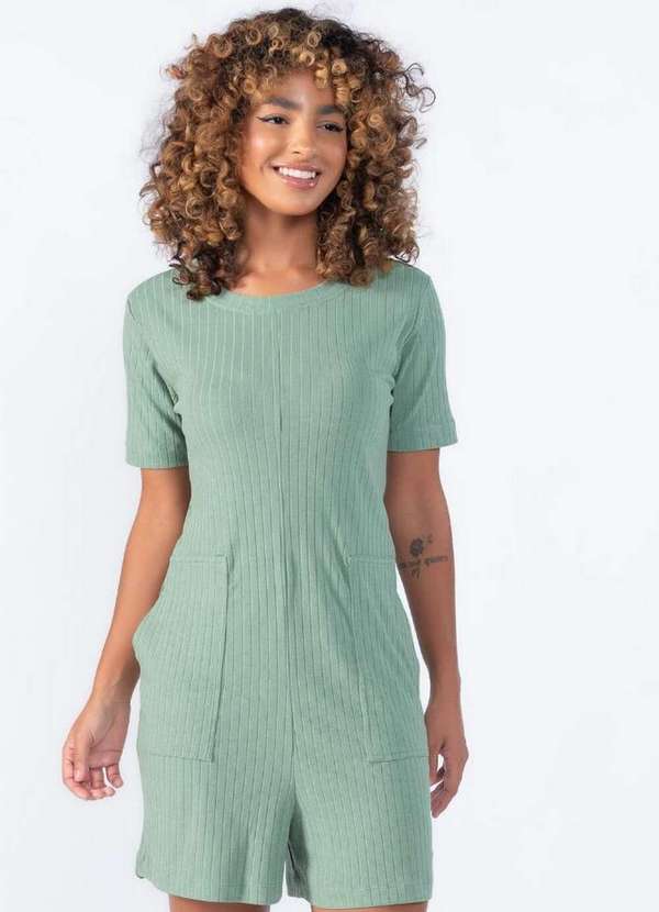 Lamis - Macaquinho Canelado com Bolsos Verde 2