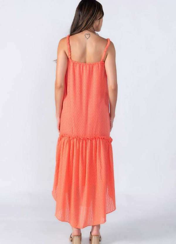 Lamis - Vestido Amplo Alongado com Babado Salmao 4