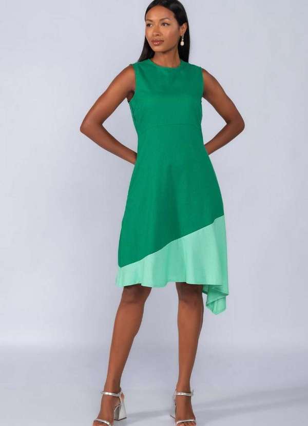 Lamis - Vestido Bicolor com Pontas Verde