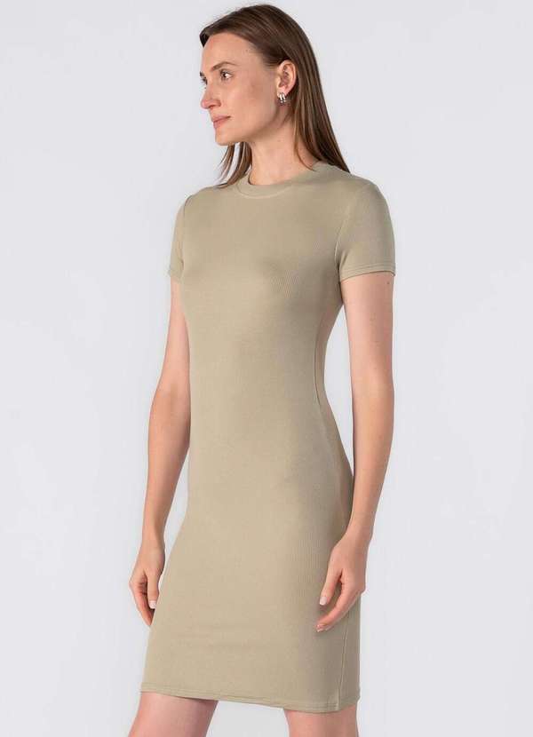 Lamis - Vestido Canelado Manga Curta Verde 3