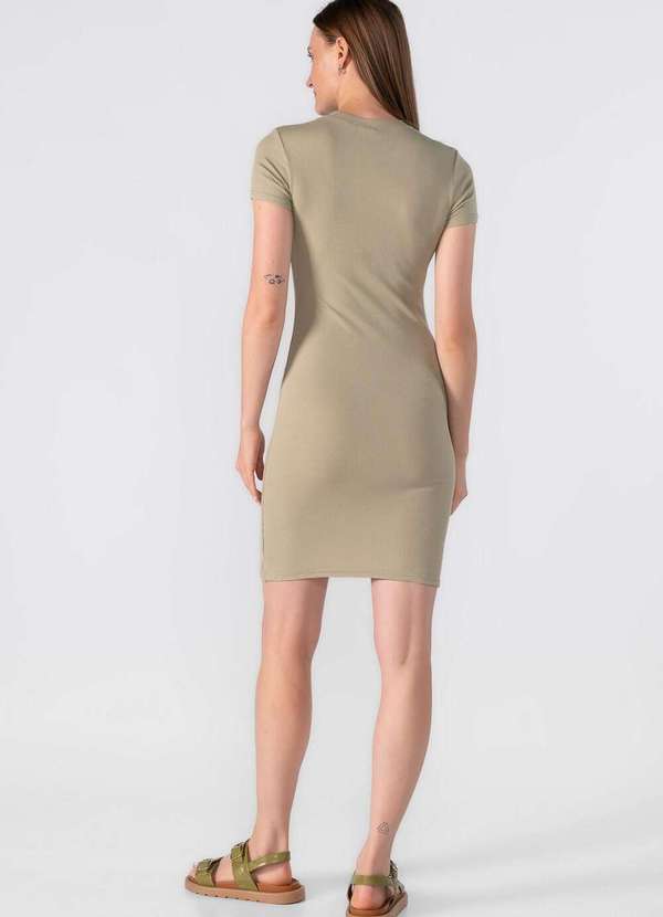 Lamis - Vestido Canelado Manga Curta Verde 4