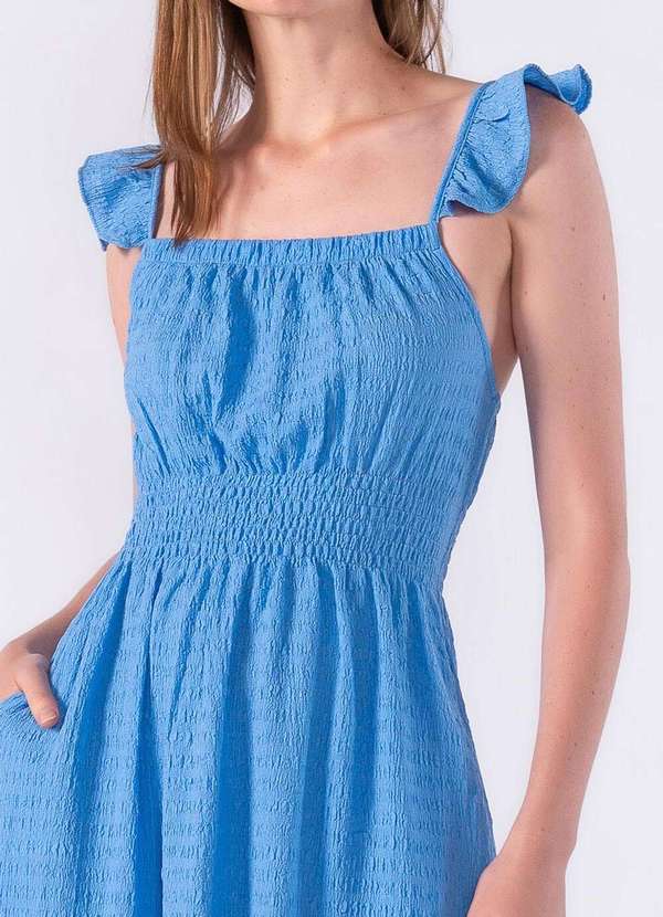 Lamis - Vestido com Textura e Elastico na Cintura Azul 2