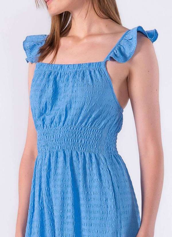 Lamis - Vestido com Textura e Elastico na Cintura Azul 3