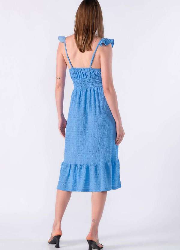 Lamis - Vestido com Textura e Elastico na Cintura Azul 4