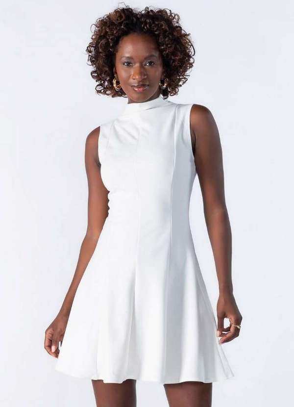 Lamis - Vestido Crepe Acinturado Off White