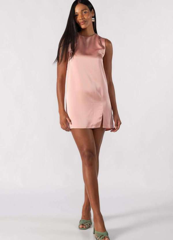 Lamis - Vestido Curto Acetinado Classico Rose 2