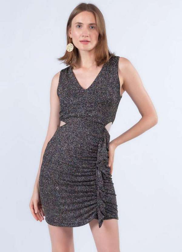 Lamis - Vestido Curto Brilho Lurex Preto 2