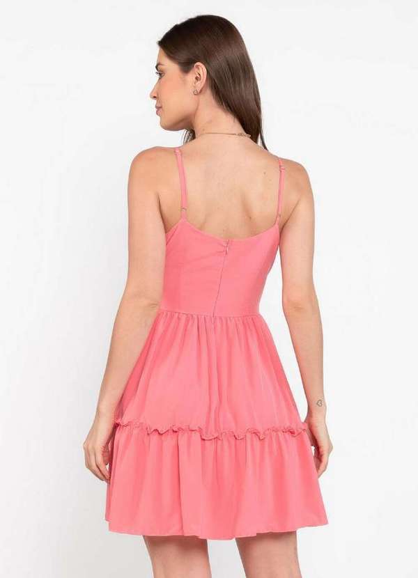 Lamis - Vestido Curto com Babados e Faixa Embutida Rosa 4