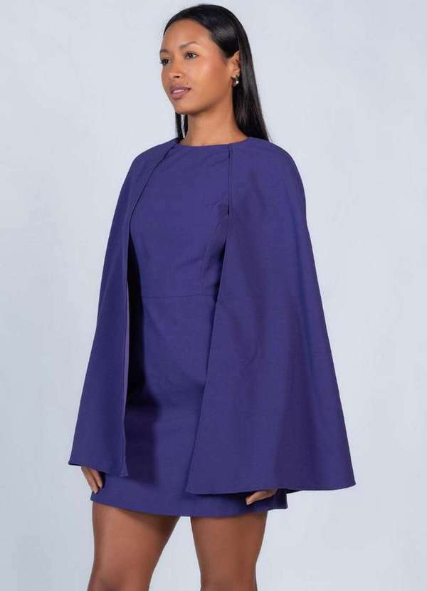 Lamis - Vestido Curto com Capa Roxo 3