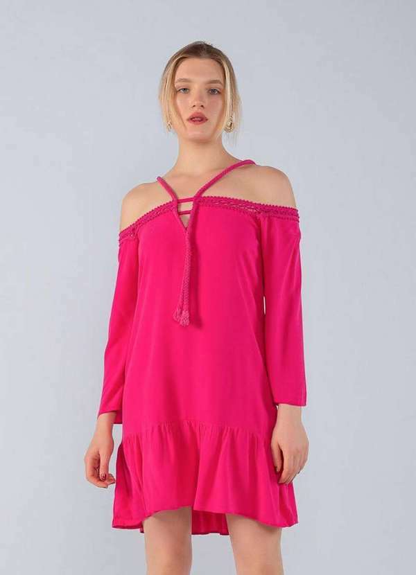 Lamis - Vestido Curto Solto em Vicose Cordao Ombro a Ombro Pink