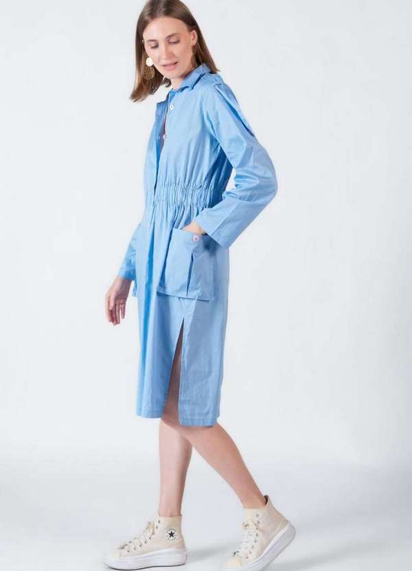 Lamis - Vestido em Algodao com Bolsos Azul 3