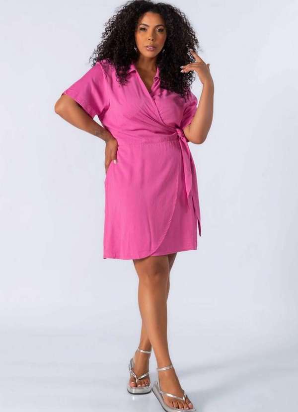 Lamis - Vestido em Algodao Transpassado Rosa