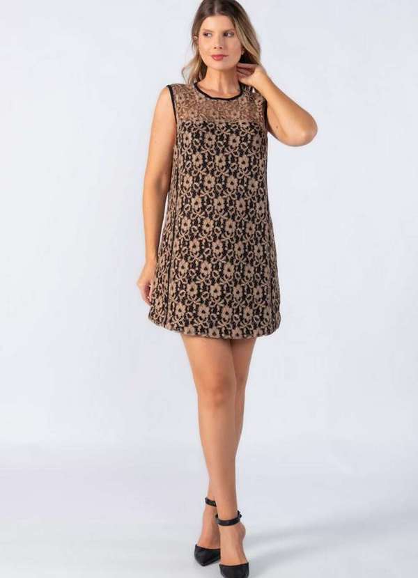 Lamis - Vestido em Renda com Forro Marrom