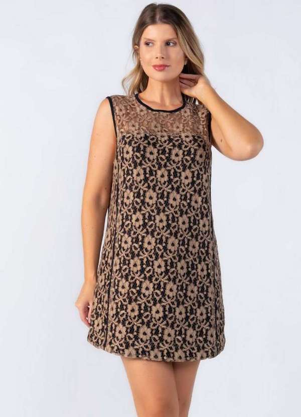 Lamis - Vestido em Renda com Forro Marrom 2