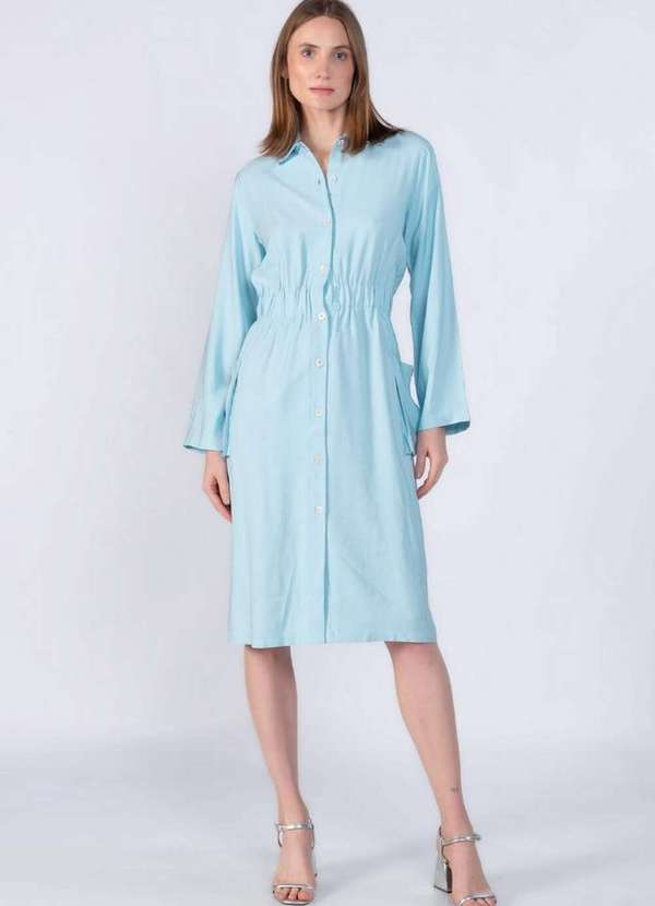 Lamis - Vestido em Viscose Elastico na Cintura Azul