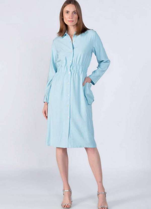 Lamis - Vestido em Viscose Elastico na Cintura Azul 3